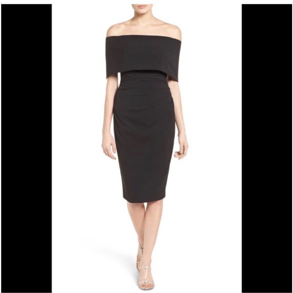 Vince camuto NWOT black off the shoulder cocktail party dress size 2 - Picture 5 of 14